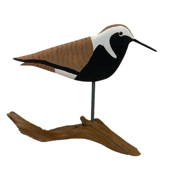 Hand Made Replica Wooden Sculpture Bird Plover Unsigned Black Bellied Plover - Picture 1 of 15
